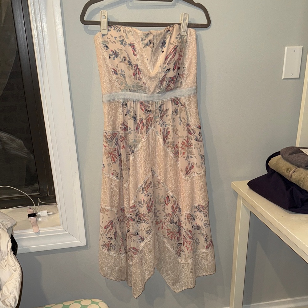BCBGMaxAzria Strapless Dress with Floral Pattern